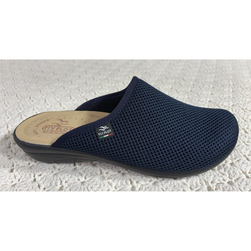 Fly Flot Women's Mule Clogs Sz 41/9.5 Navy Blue Mesh Anti Shock NEW  Italy Slide